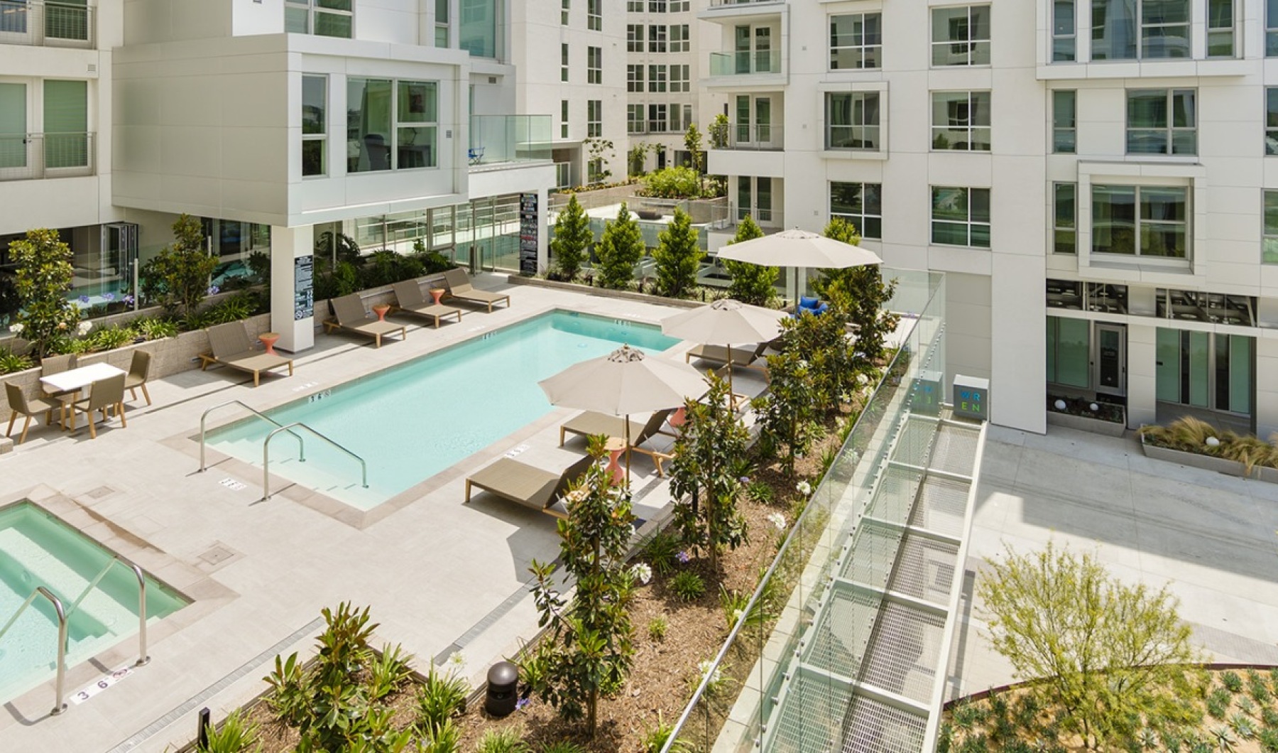 Downtown LA's hottest pool area and largest spa. 
